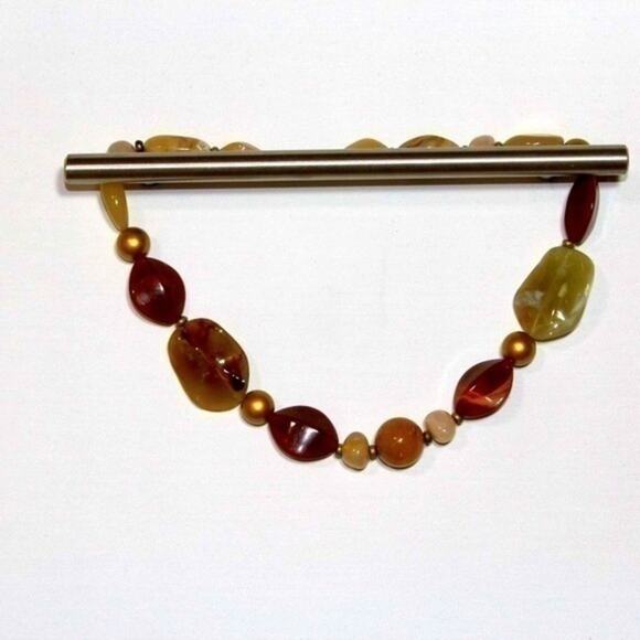Multi Tone Brown Gem Necklace Collar Length - Picture 1 of 2